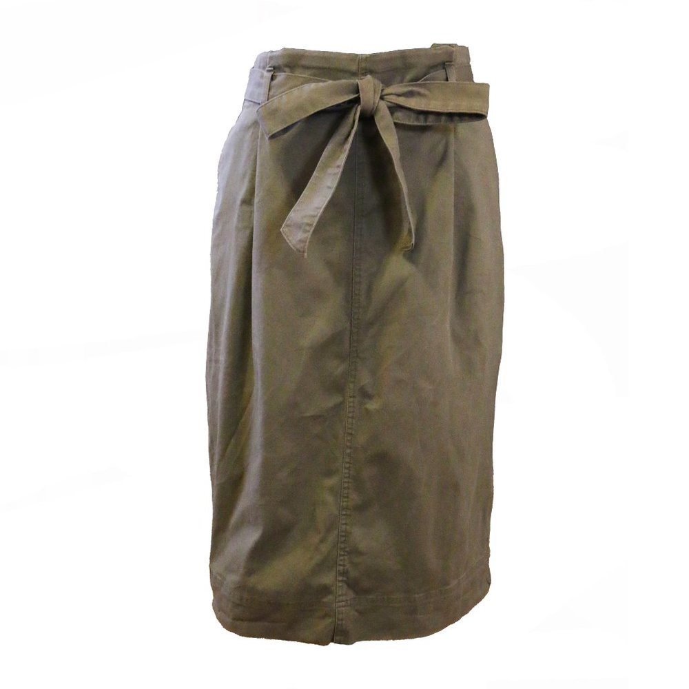 Army Green Midi Paper Bag Skirt